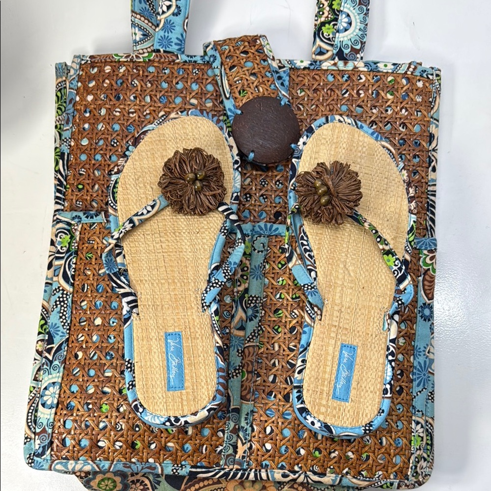 Vera Bradley Woven and Fabric Tote with Sandals - Picture 10 of 13